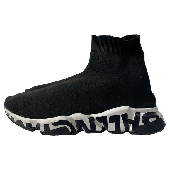 Balenciaga Logo Sole Speed Sneakers in Black Polyester - Picture 4 of 10